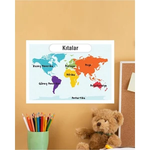 Kıtalar Çocuk Türkçe Eğitim Pvc Poster 21X30 cm