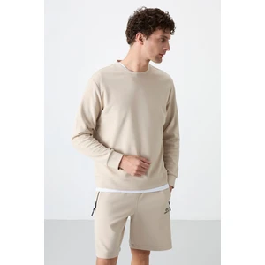 Tommy Life Bej Basic O Yaka Rahat Form Erkek Sweatshirt - 88053