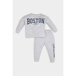 Erkek Bebek 2'li Takım Baskılı Selanik Kumaş Bisiklet Yaka Sweatshirt Jogger Eşofman Altı D5933A524WN