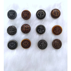 60 Adet 15 Mm Karışık Çapa Arma Desenli Yuvarlak Tek Delikli Düğme Hırka Yelek Düğme