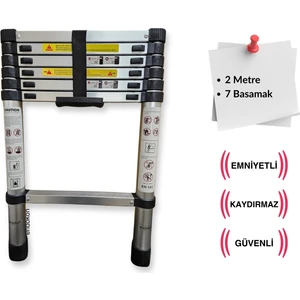 200 cm. - 7 Basamaklı Teleskobik / Teleskopik Alüminyum Merdiven