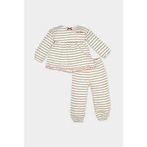 Kız Bebek Pijama Takım Çizgili Uzun Kollu Üst Beli Lastikli Uzun Alt D3611A524WN
