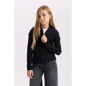 Kız Çocuk Kapüşonlu Fitilli Kaşkorse Fermuarlı Sweatshirt D3350A824AU