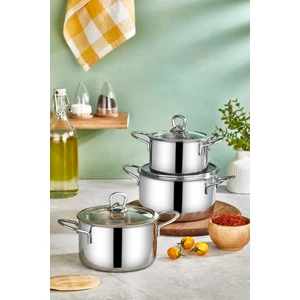 Paslanmaz Çelik Indüksiyonlu 6 Parça Güveç Tencere Seti 3'lü