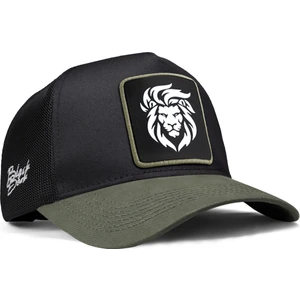 V1 Trucker Aslan - 9sh Kod Logolu Unisex Haki Siperli-Siyah Şapka