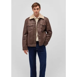 Suni Kürk Detaylı Kahverengi Suni Deri CEKET0110460-71603