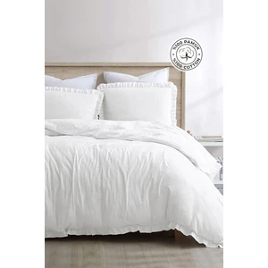 Evlen Home Collection Pamuklu Taş Yıkama Fırfırlı Nevresim Takımı Çift Kişilik 4 Parça Barella Yumuşak Nevresim Seti