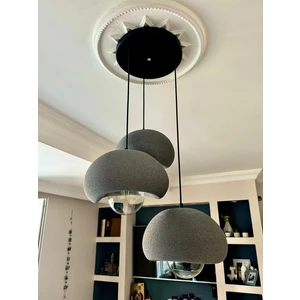 Limon 3Design 3 Lü Sarkıt Antrasit Avize Rustik E27 Modern Avize Bohem Beton Görünüm (E27 Ampul Dahildir.)