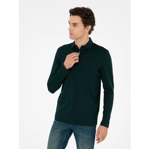 Erkek Zümrüt Regular Fit %100 Pamuk Polo Yaka Sweatshirt 50294327-VR055