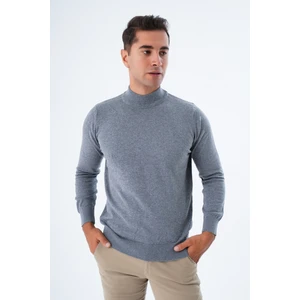 Trist Star Erkek Koyu Gri %100 Pamuk Yarım Balıkçı Yaka Triko Kazak TRIST-1104