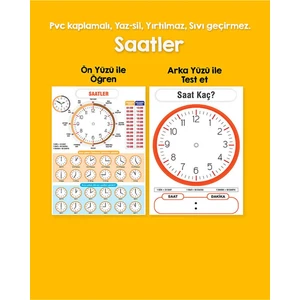 Çift Taraflı Saatler Pvc Kaplamalı Yaz-Sil 21X30CM
