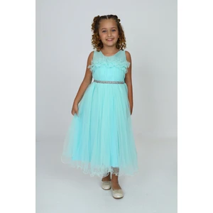 Kız Çocuk Turkuaz Abiye Elbise Gelinlik Düğün KIYAFETI-ABY-2002