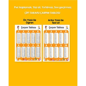 Çift Taraflı Pvc Kaplamalı Çarpım Tablosu Yaz-Sil 30X42CM