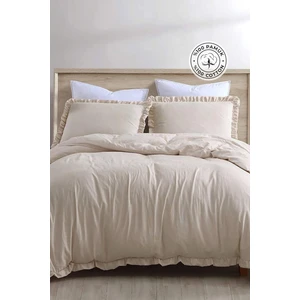 Evlen Home Collection Pamuklu Taş Yıkama Fırfırlı Nevresim Takımı Çift Kişilik 4 Parça Barella Yumuşak Nevresim Seti