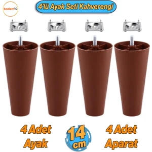 4 Adet Vidalı Düz 14 Cm Kahve Plastik Mobilya Koltuk Kanepe Baza Yükseltme Yükseltici Ayağı Aparat Dahil