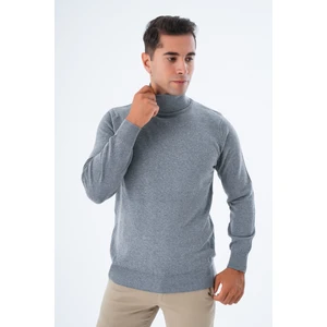 Trist Star Erkek Koyu Gri %100 Pamuk Balıkçı Yaka Triko Kazak TRIST-1105