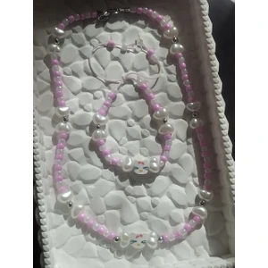 Amabel Jewelerys Hello Kitty Figürlü Kumboncuk Kolye ve Bileklik