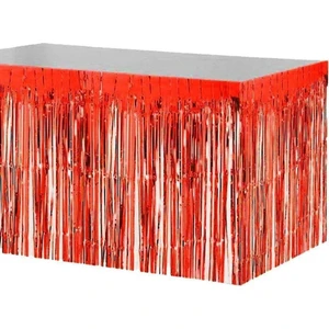 Patladı Gitti Metalize Masa Eteği Kırmızı 70X300 cm