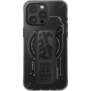 iPhone 16 Pro Max Uyumlu Kılıf Magsafe Şarj Özellikli Teknoloji Desenli Standlı Skinarma Helio Siyah