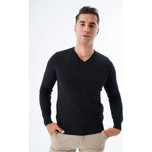 Trist Star Erkek Siyah %100 Pamuk Bisiklet Yaka Triko Kazak TRIST-1102