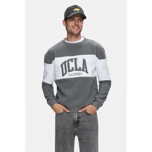 ARCHER Koyu Gri Bisiklet Yaka Nakışlı Şardonlu Loose Fit Erkek Sweatshirt