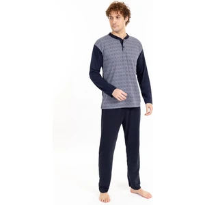 Erkek Jakarlı 2 Uzun Kol Pijama Takımı Füme