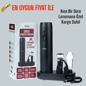 Elektrikli Şarjlı Otomatik Şarap Açacağı Tirbuşon Seti