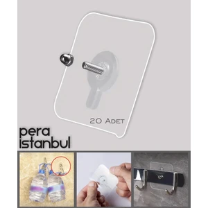 Pera İstanbul 20 Adet Süper Güçlü Şeffaf Vidalı Çerçeve Askısı Resim Kancası Kendinden Yapışkanlı Şeffaf Yapışkan