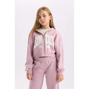 Kız Çocuk 2'li Takım Kapüşonlu Fermuarlı Sweatshirt Hırka Jogger Eşofman Altı D0728A824AU