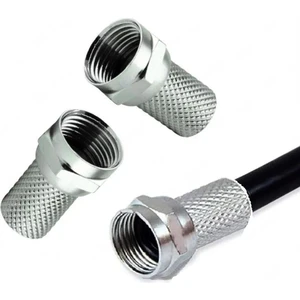 10 Adet F Konnektör Rg6/u4 Anten Kablo Uyumlu Standart 18MM (Gümüş)