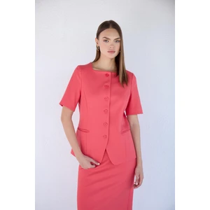 Masha Kate Kare Yaka Regular Fit Nar Çiçeği Ceket