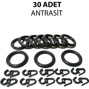 Rustik Perde Halkası ve Klips 30 Adet