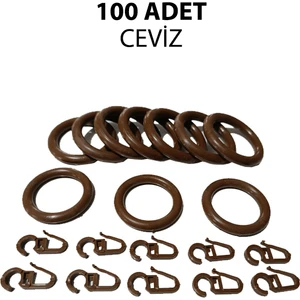 Rustik Perde Halkası ve Klips 100 Adet