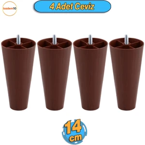 4 Adet Vidalı Düz 14 Cm Ceviz Plastik Mobilya Yükseltme Yükseltici Koltuk Kanepe Baza Ayağı