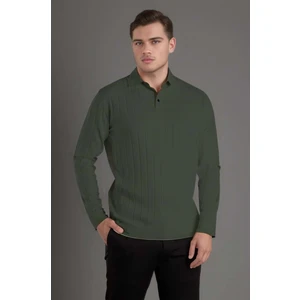 Erkek Polo Yaka  Triko Haki Kazak