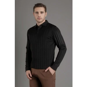 Erkek Polo Yaka  Triko Siyah Kazak