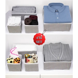 4'lü Dolap İçi Düzenleyici Çekmece Organizer Seti Giysi Çorap İç Çamaşırı Saklama Kutu Seti