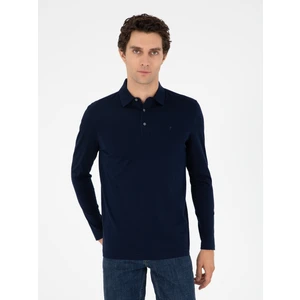 Erkek Lacivert Regular Fit %100 Pamuk Polo Yaka Sweatshirt 50294327-VR033
