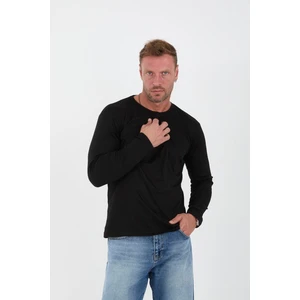 İnterlok Kumaş İnce Uzun Kollu Erkek Sweatshirt - Siyah