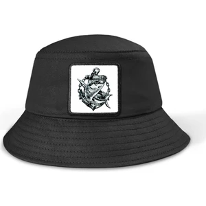 V1 Bucket Balık - 2bs Kod Logolu Unisex Bucket Siyah Şapka
