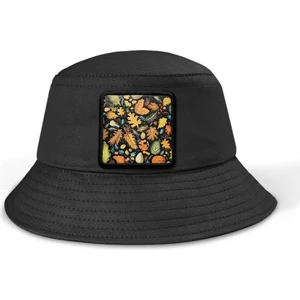 V1 Bucket Sonbahar - 1 Kod Logolu Unisex Bucket Siyah Şapka