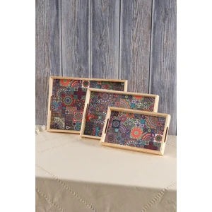 Znp Home Servis Sunum Tepsisi 3 Lü Ahşap Tepsi