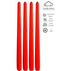 Znp Home Şamdan Mumu | 4 Adet | Kırmızı Renk Konik Şamdan Mumu