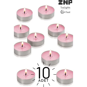 Znp Home 10 Adet | Gül Kokulu Tealight Mum | 4 Saat Yanar | Dekoratif Mumluk Mumu