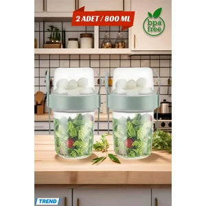 Open Home Concept 2 Adet Diyet & Kahvaltı Için Çatal & Kaşıklı Kapaklı Yoğurt Müsli Salata Meyve Saklama Kabı - 800 ml