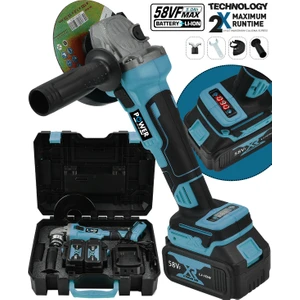 Power Black Germany 58V 5AH Profesyonel Kömürsüz Motor 125 mm Avuç Içi Şarjlı Taşlama  Şarjlı Spiral