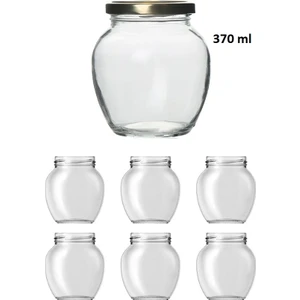 6 Adet 370 ml Şeffaf Cam Yumurta Model Konserve Kavanozu Gold Metal Kapaklı MA2153