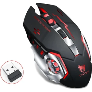 TW-Q13 Kablosuz Sessiz Rgb LED Işıklı Şarjlı Ergonomik 2400DPI Gaming Mouse Siyah