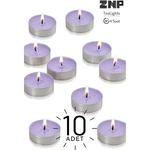 10 Adet | Lavanta Kokulu Tealight Mum | 4 Saat Yanar | Dekoratif Mumluk Mumu
