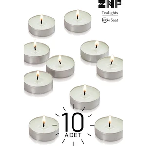 10 Adet | Vanilya Kokulu Tealight Mum | 4 Saat Yanar | Dekoratif Mumluk Mumu